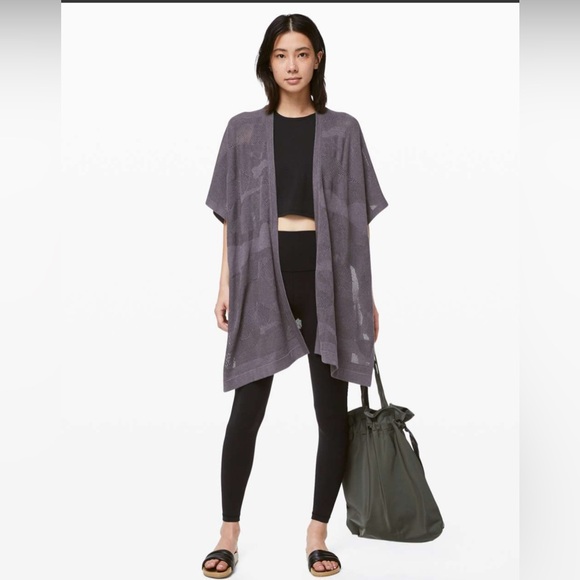 lululemon athletica Sweaters - Lululemon Womens Wrap Duster Find Your Light Gray Moonwalk Cotton Silk OSFA Yoga